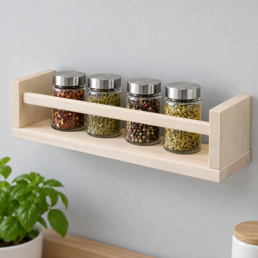 Detail eines enthaltenen Artikels aus: Gewürzregale aus Holz im 2er-Set, je 40 cm. Die Hauptansicht zeigt das vollständige Set.