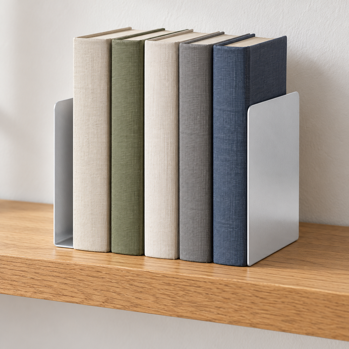 Ansicht 2: Buchstützen in Silber.