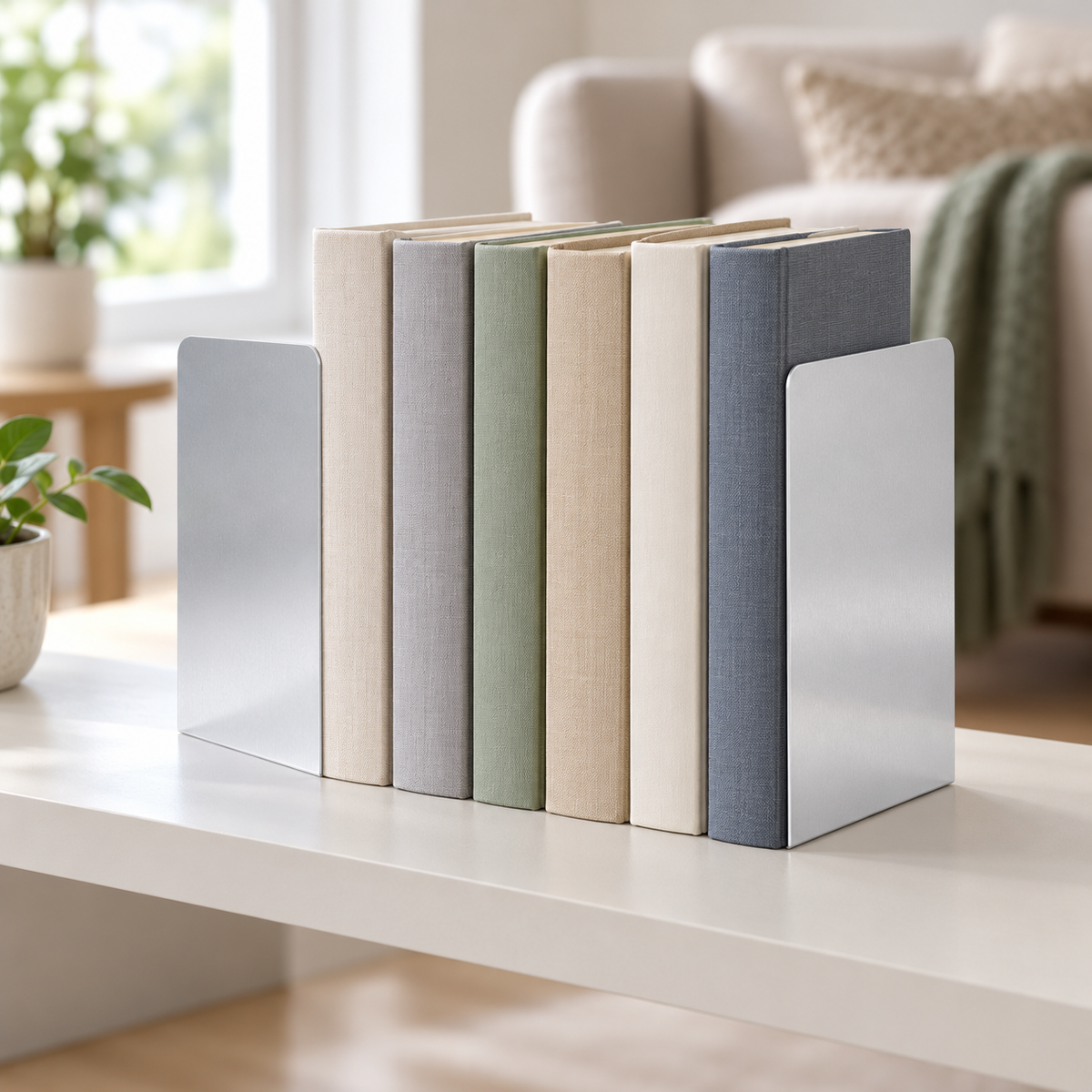 Ansicht 7: Buchstützen in Silber.