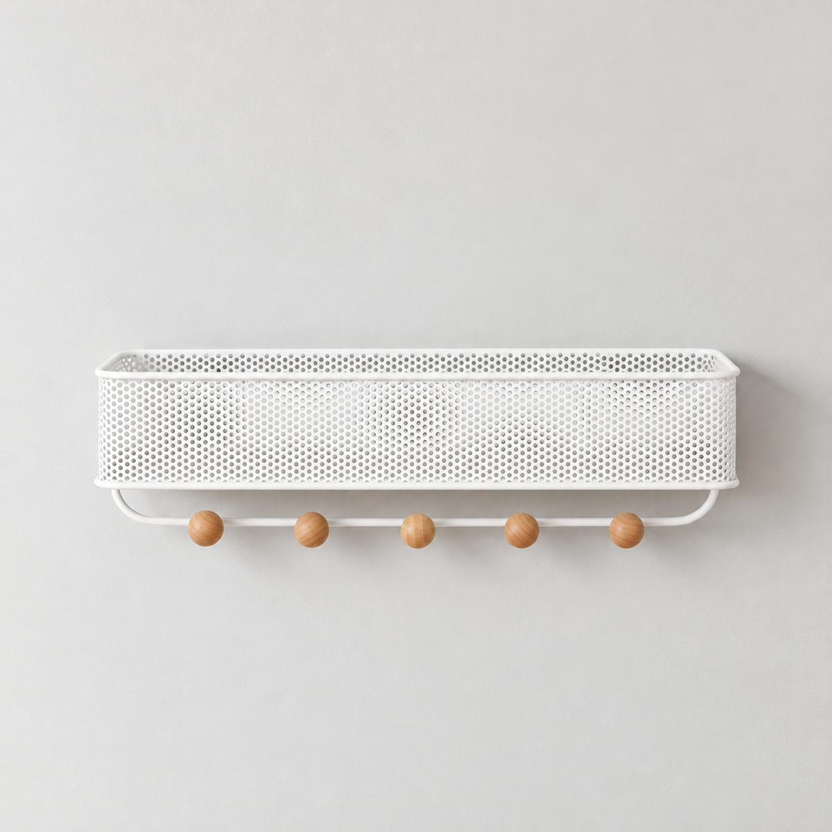 Ansicht 4: Wandorganizer mit Korb und fünf Haken.