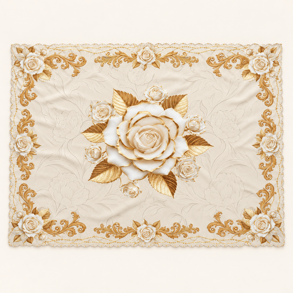Tischdecke mit Rosenmuster, Beige, 140 × 180 cm