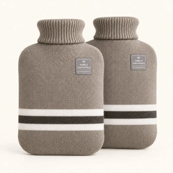 Wärmflasche 2 l mit Strickbezug, 2er-Set