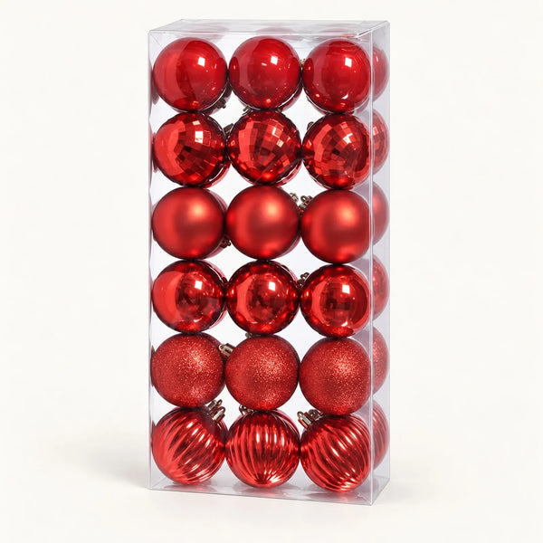 Weihnachtskugeln im 36er-Set, Rot, 3 cm