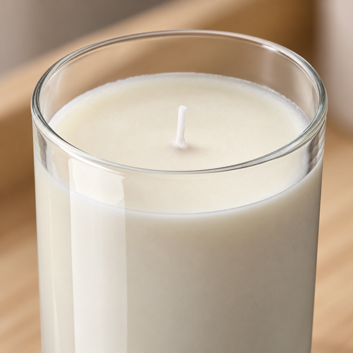 Detail eines enthaltenen Artikels aus: Duftkerzen im Glas, 3er-Set in Hellbeige. Die Hauptansicht zeigt das vollständige Set.