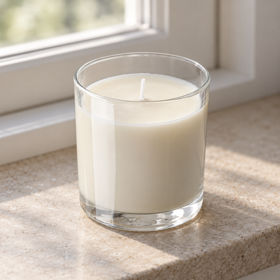 Detail eines enthaltenen Artikels aus: Duftkerzen im Glas, 3er-Set in Hellbeige. Die Hauptansicht zeigt das vollständige Set.