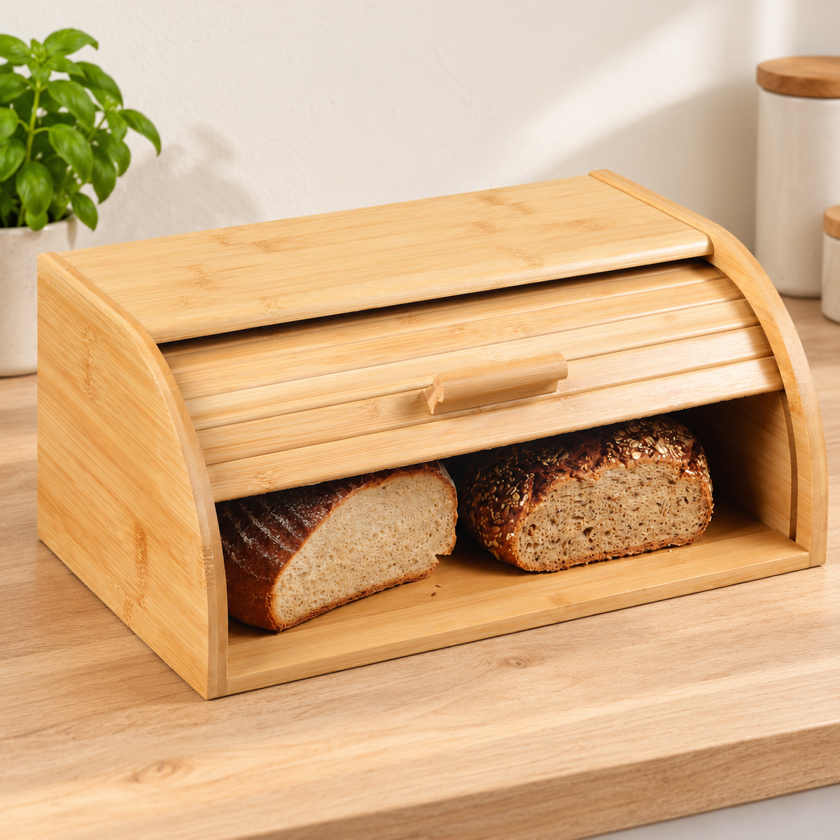 Ansicht 3: Brotkasten mit Rollklappe.