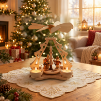 Ansicht 2: Weihnachtspyramide mit Figuren.