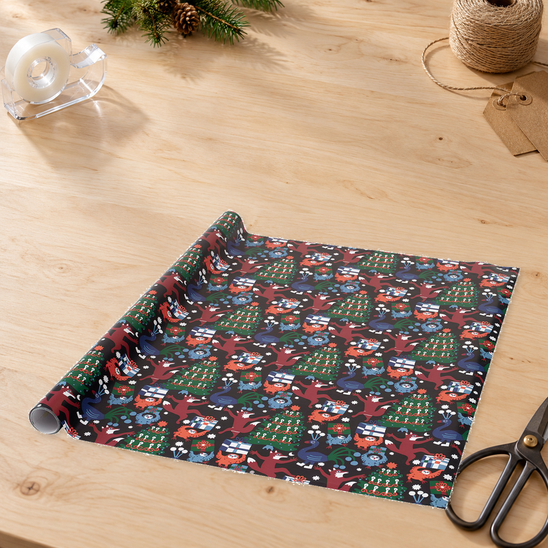 Detail eines enthaltenen Artikels aus: Weihnachts-Geschenkpapier, 6 Rollen à 3 m. Die Hauptansicht zeigt das vollständige Set.
