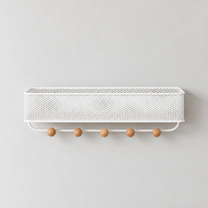 Ansicht 4: Wandorganizer mit Korb und fünf Haken.