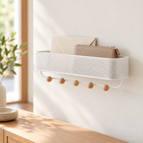 Ansicht 7: Wandorganizer mit Korb und fünf Haken.