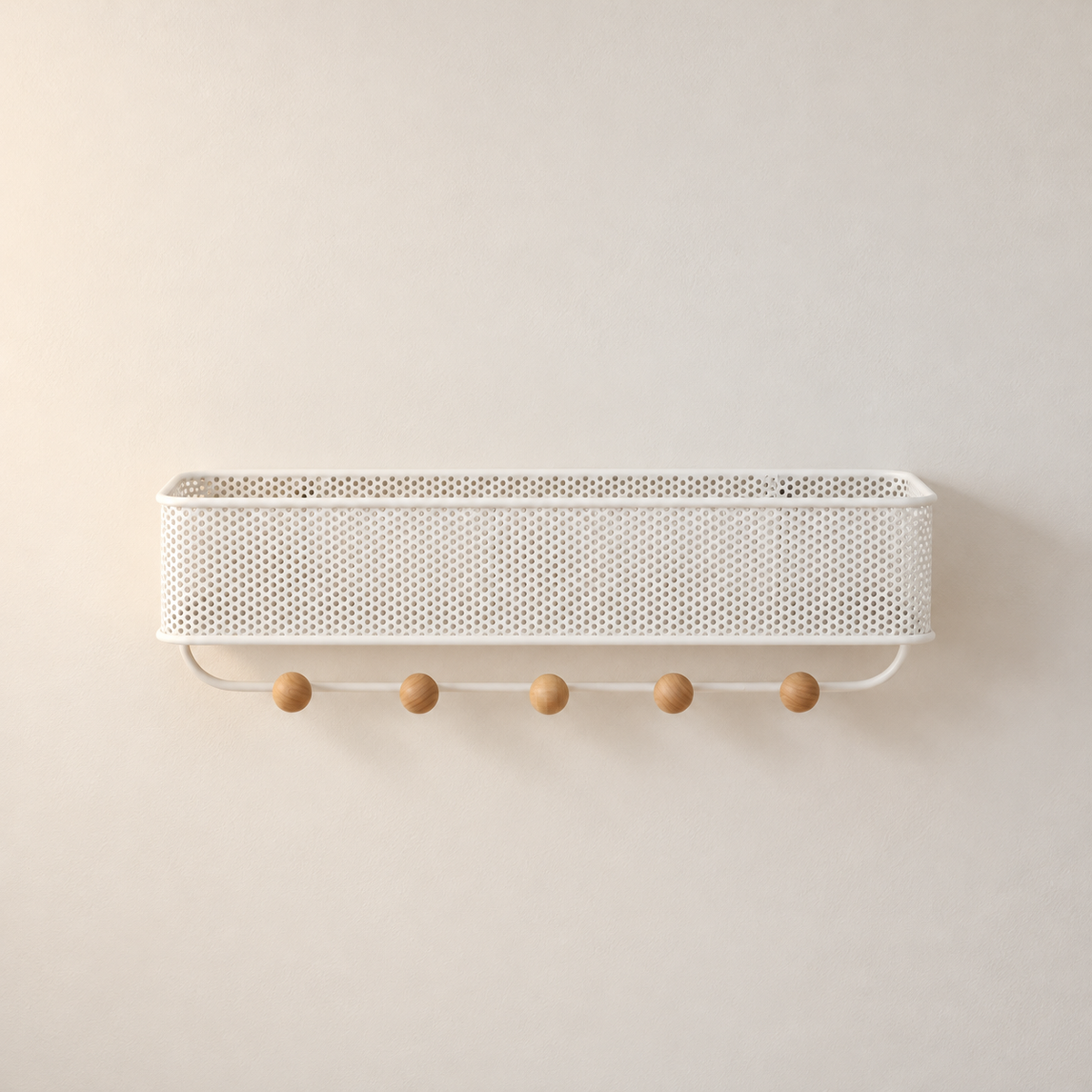 Ansicht 8: Wandorganizer mit Korb und fünf Haken.