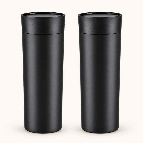 Thermobecher mit Deckel, 2er-Set in Schwarz