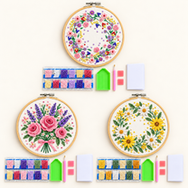 3 florale Diamond-Painting-Projekte, vollständige Kits, Ansicht 1