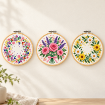 3 florale Diamond-Painting-Projekte, fertige Ergebnisdarstellung, Ansicht 2