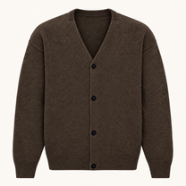 Strickcardigan mit V-Ausschnitt und vier Knöpfen, Braun, Hauptansicht