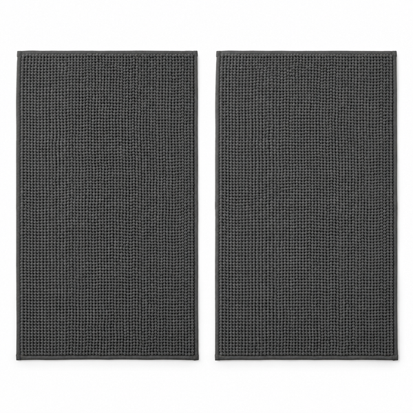 Badematten im 2er-Set, Anthrazit, je 50 × 80 cm