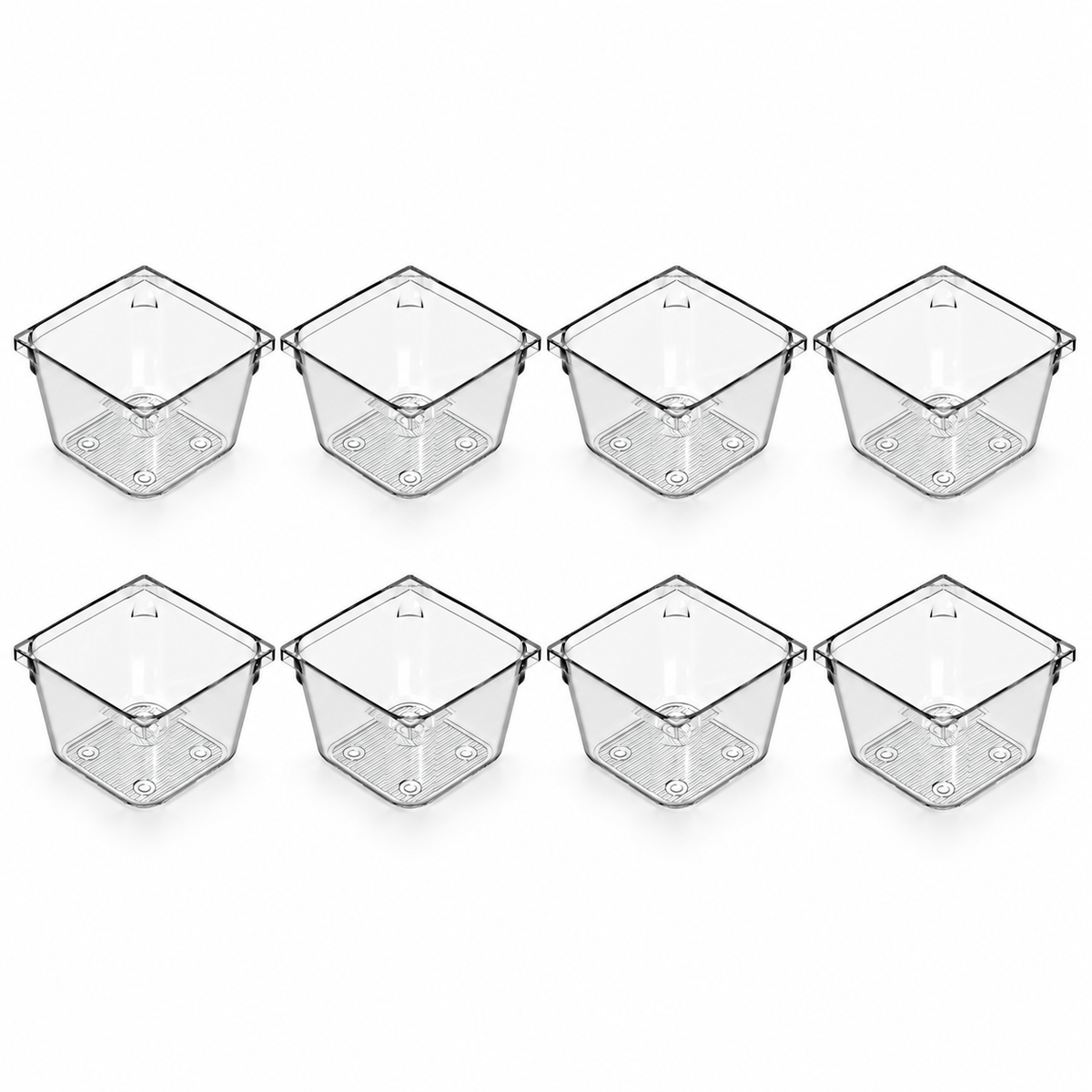 Acht gleiche transparente Schubladen-Organizer, vollständiges 8er-Set