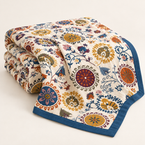 Tagesdecke mit floralem Muster, Creme, ca. 201 × 231 cm, Hauptansicht