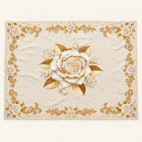 Tischdecke mit Rosenmuster, Beige, 140 × 180 cm, Hauptansicht